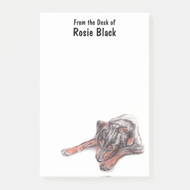 Notas Post-it® Retrato joven de perro negro (Anverso)