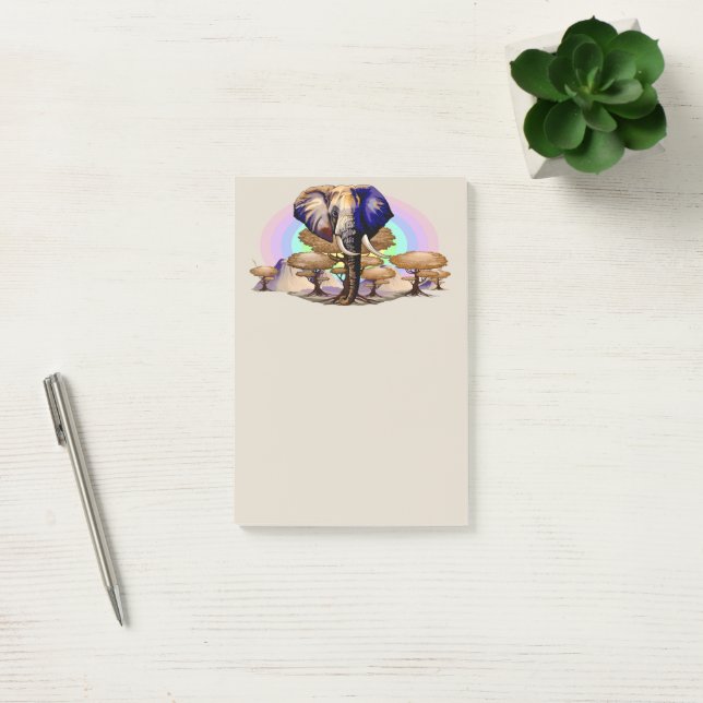 Notas Post-it® Retrato surrealista de elefante africano (Oficina)