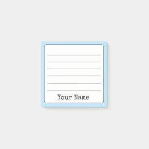 Notas Post-it® Retro azul cielo añada tu nombre en línea