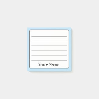Notas Post-it® Retro azul cielo añada tu nombre en línea