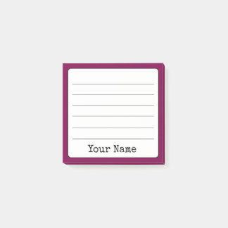Notas Post-it® Retro De Color Vino Añade Tu Nombre Encendido