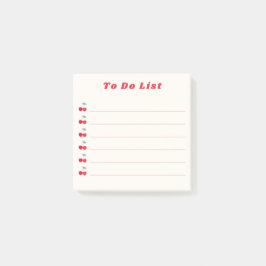 Notas Post-it® Retro Red Cherry Bullet Point To Do List Red Cream