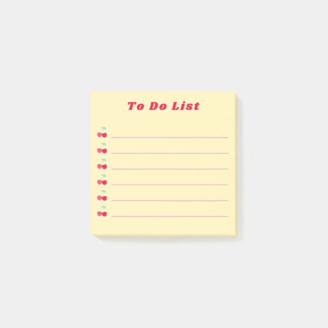 Notas Post-it® Retro Red Cherry Bullet Point To Do List Yellow (Anverso)
