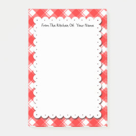 Notas Post-it® Retro Red White Plaid Checks Personalizado Post it