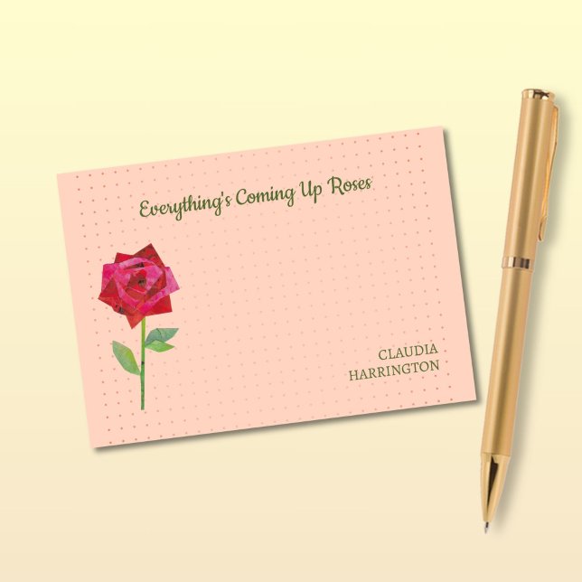 Notas Post-it® Retro Rosa Cute Funny Oficina Nacional Motivadora (These peach-toned notes feature my big bold retro rose and "Everything's Coming Up Roses.")