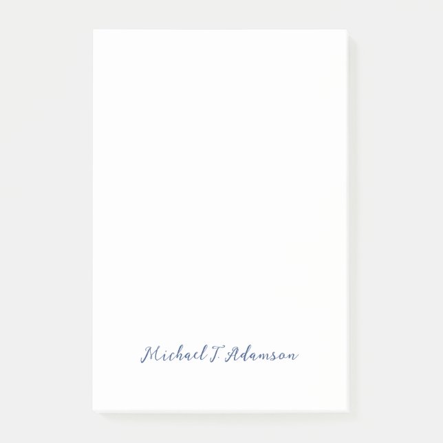 Notas Post-it® Retro Style Elegant Plain White Calligraphy Name (Anverso)