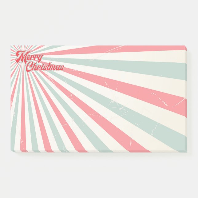 Notas Post-it® Retro Sunburst Mid Century Feliz Navidad (Anverso)