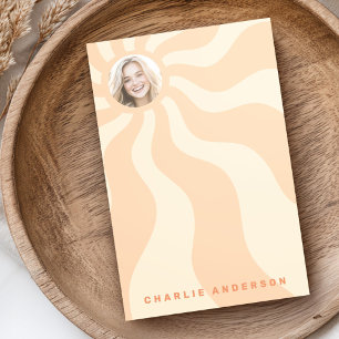 Notas Post-it® Retro sunburst swirl naranja foto y nombre