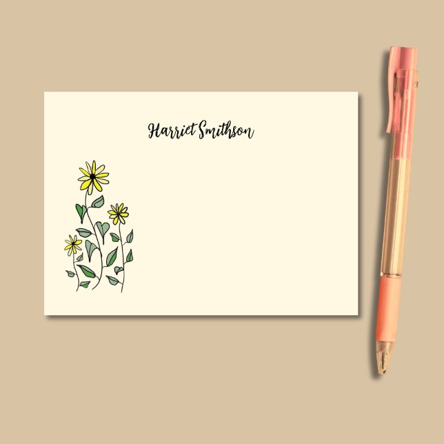 Notas Post-it® Retro Wildflowers Personalized Boho Botanical (This Post-It pad features cheerful yellow wildflowers against a buttercream background.)