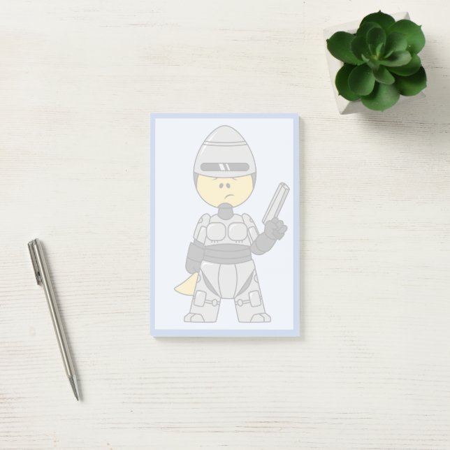Notas Post-it® Rex Tirano Vestido Como Robocop. (Oficina)