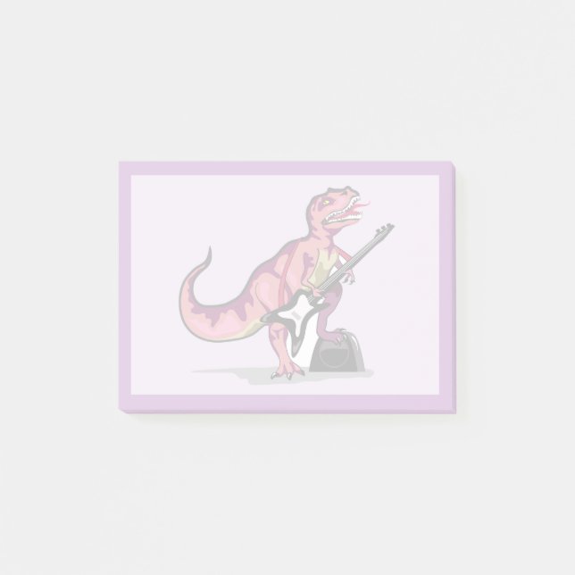 Notas Post-it® Rex Tyrannosaurus Tocando La Guitarra. (Anverso)
