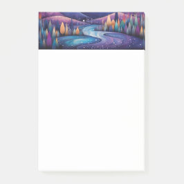 Notas Post-it® Río nocturno, árboles y montañas caprichosos