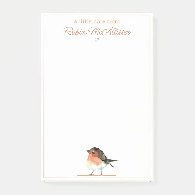 Notas Post-it® Robin Naranja Cute - Simple Elegante (Anverso)