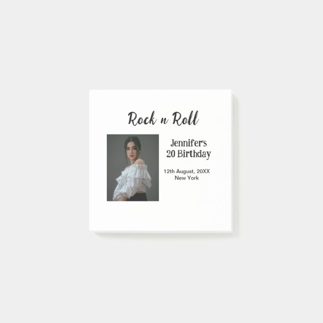 Notas Post-it® Rock n roll 20 cumpleaños chica foto elegante mode (Anverso)