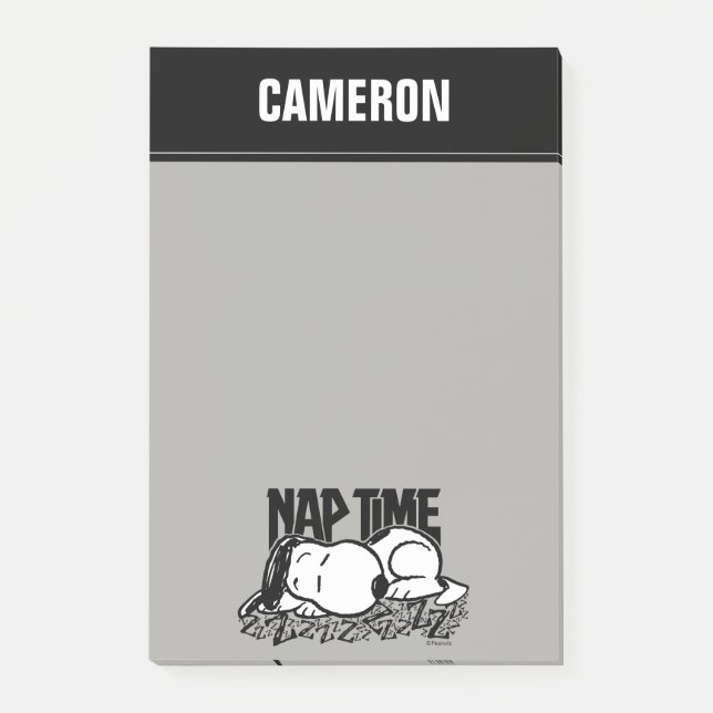 Notas Post-it® Rock Tees | Tiempo de Nap Snoopy | Añadir su nombr (Anverso)