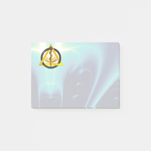 Notas Post-it® ROD DE SÍMBOLO DE DENTISTRÍA ASCLEPIUS Verde azula (Anverso)