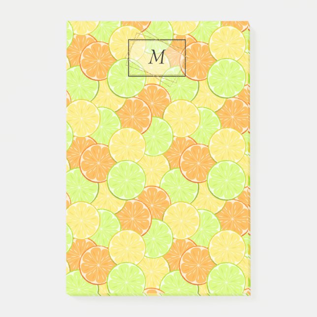 Notas Post-it® Rodajas de naranja, limón, lima (Anverso)