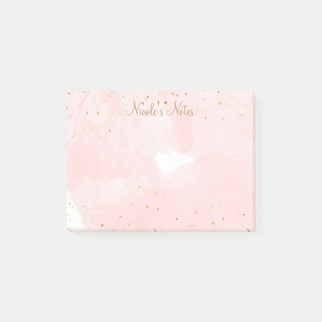 Notas Post-it® Rojeces Rubor Dorado Salpicado Moderno Glam Person (Anverso)