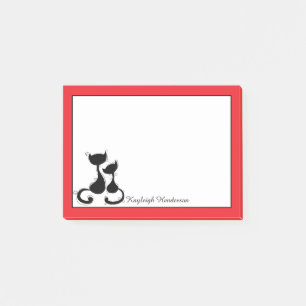 Notas Post-it® Rojo con la silueta de los gatos negros