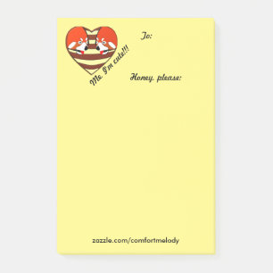 Notas Post-it® Rojo Panda, corazón de amor