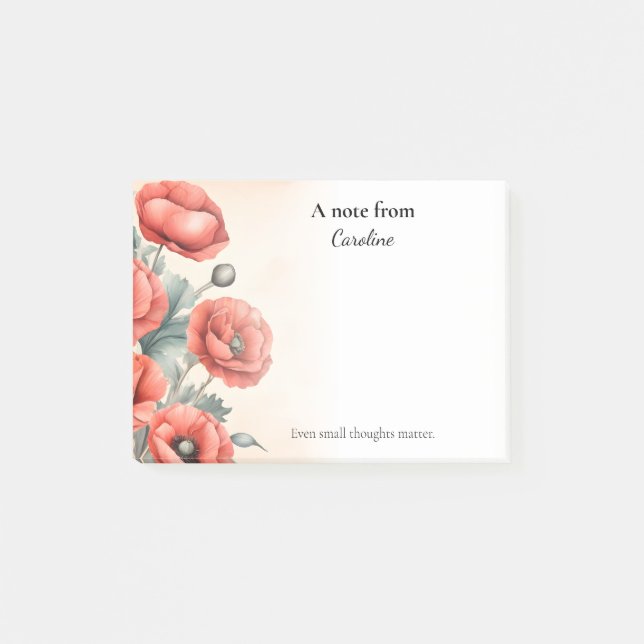 Notas Post-it® Rojo Poppies acuarela Blogueo veraniego (Anverso)