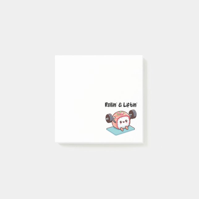 Notas Post-it® Rollo de Sushi Levantando Pesas (Anverso)