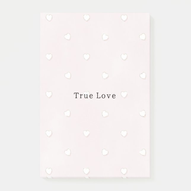 Notas Post-it® Romantic True Love White Hearts Pink Valentine (Anverso)