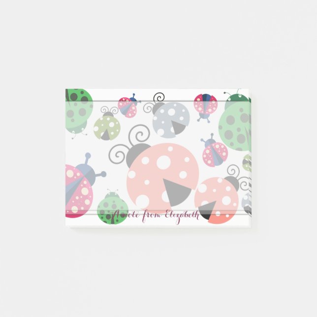 Notas Post-it® Románticas Lindas Adorables  Elegantes ,Mariquitas (Anverso)