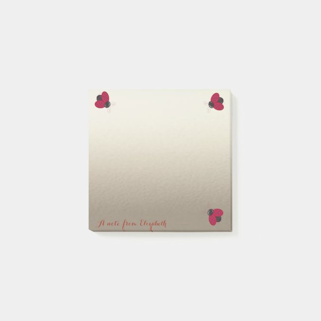 Notas Post-it® Románticas Lindas Adorables  Elegantes ,Mariquitas (Anverso)