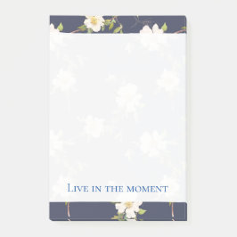 Notas Post-it® Romántico azul marino blanco floral 