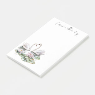Notas Post-it® Romántico Cisnes Florales De Lotus Rosa Para Siemp