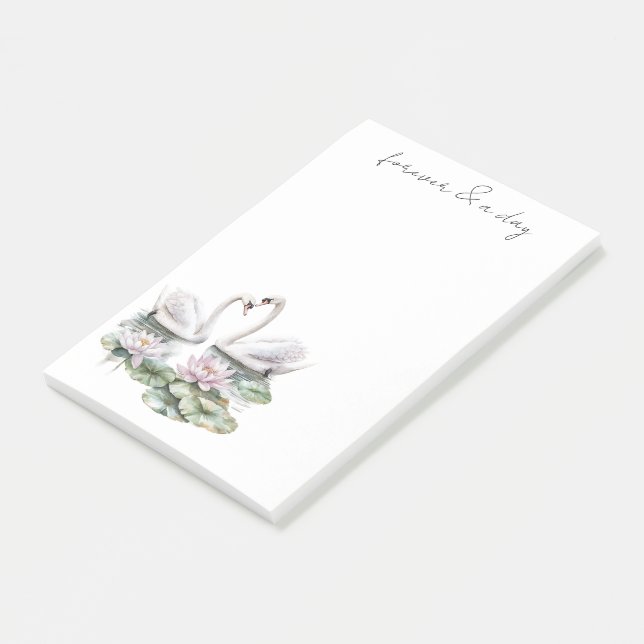 Notas Post-it® Romántico Cisnes Florales De Lotus Rosa Para Siemp (En perspectiva)