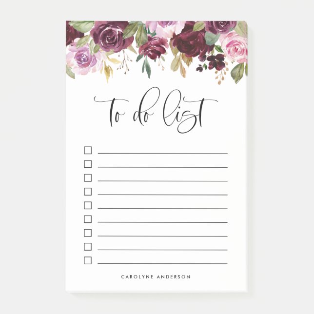 Notas Post-it® Romántico Purple Fall Floral Blooms Personalizados (Anverso)