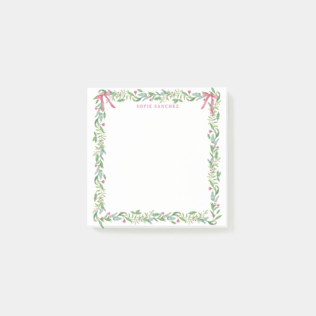 Notas Post-it® Ropa Evergreen de Grandmillennial con monograma (Anverso)