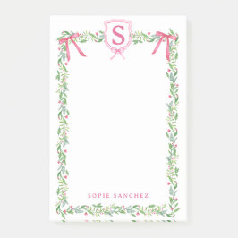 Notas Post-it® Ropa Evergreen de Grandmillennial con monograma