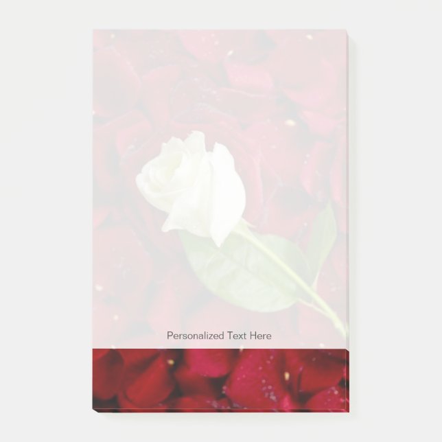 Notas Post-it® Rosa blanco en los pétalos rojos (Anverso)