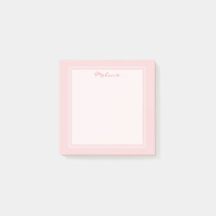Notas Post-it® Rosa Blush Moderno Blanco Borde Script