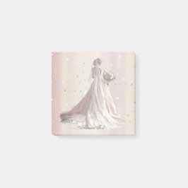 Notas Post-it® Rosa Boda de Invierno Novia Corazones Dorados Bril