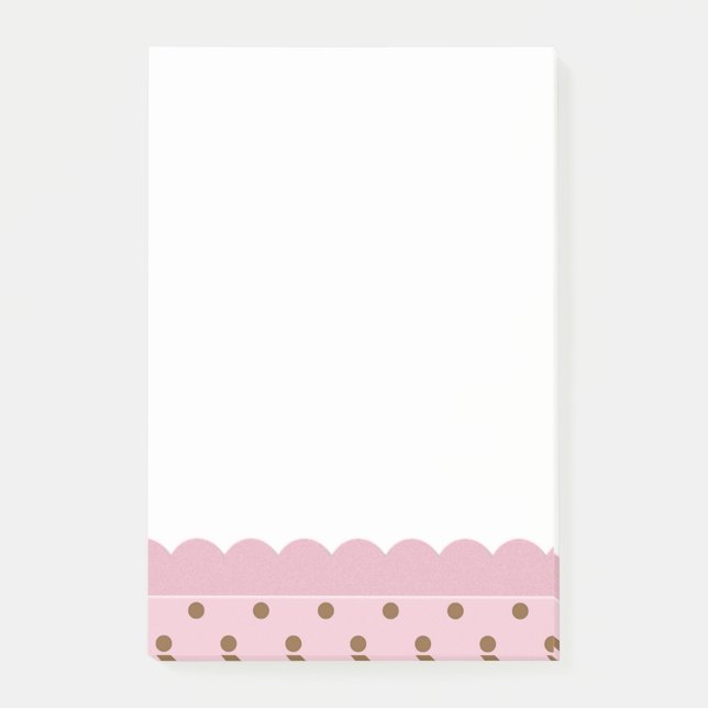 Notas Post-it® Rosa con puntos de polka marrón (Anverso)