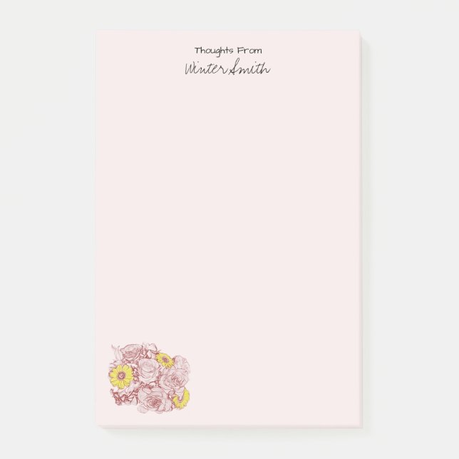 Notas Post-it® Rosa Daisy Bouquet Personalizado (Anverso)