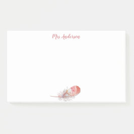 Notas Post-it® Rosa de plumas doblar nombre blanco rosado