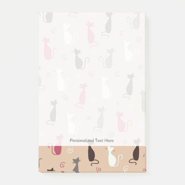 Notas Post-it® rosa del modelo de los gatos (Anverso)