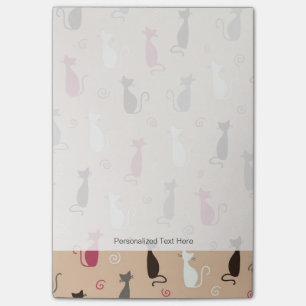 Notas Post-it® rosa del modelo de los gatos