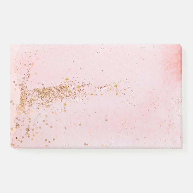 Notas Post-it® Rosa dorado purpurina estrellas (Anverso)