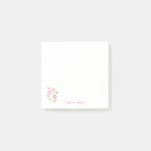Notas Post-it® Rosa Floral de color de agua suave pintado a mano
