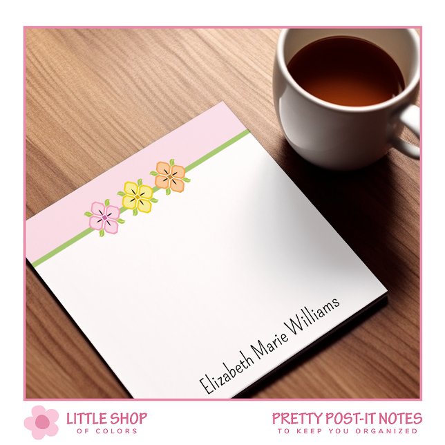 Notas Post-it® Rosa Floral Personalizado (Subido por el creador)