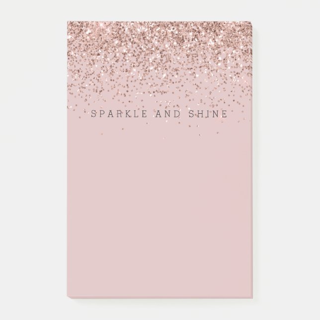 Notas Post-it® Rosa Gold Sparkle Faux Purpurina (Anverso)