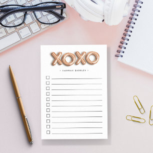 Notas Post-it® Rosa Gold XOXO   Lista personalizada de tareas pen
