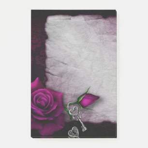 Notas Post-it® Rosa gótico, velas, pergamino y cesto