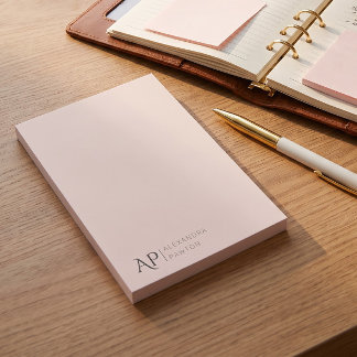Notas Post-it® Rosa Ligero Monograma Personalizado Personal
